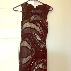 Multicolored Sexy Black and Beige Dress